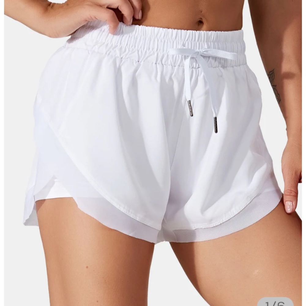 Halara Drawstring Contrast Mesh 2-in-1 Shorts.